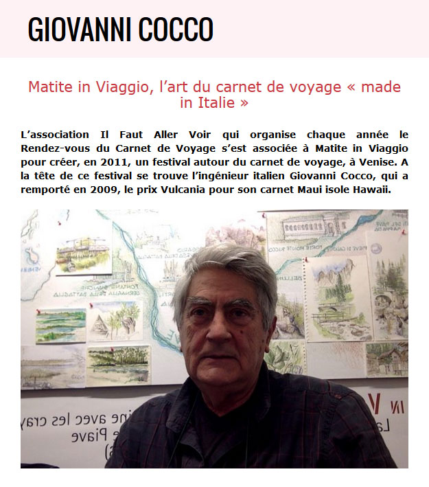 RENDEZ-VOUS DU CARNET DE VOYAGE 2016 - intervista a Giovanni Cocco