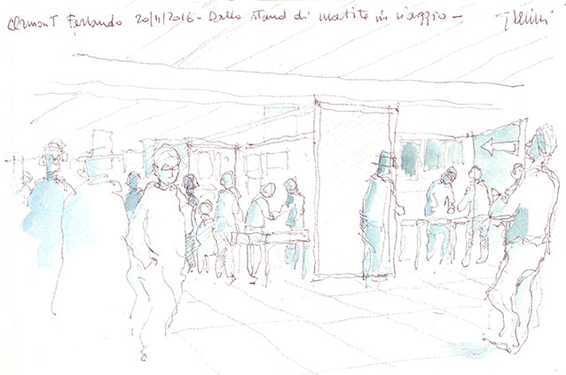 RENDEZ-VOUS DU CARNET DE VOYAGE 2016 - Vista dallo stand di MIV - disegno di Giovanni Cocco